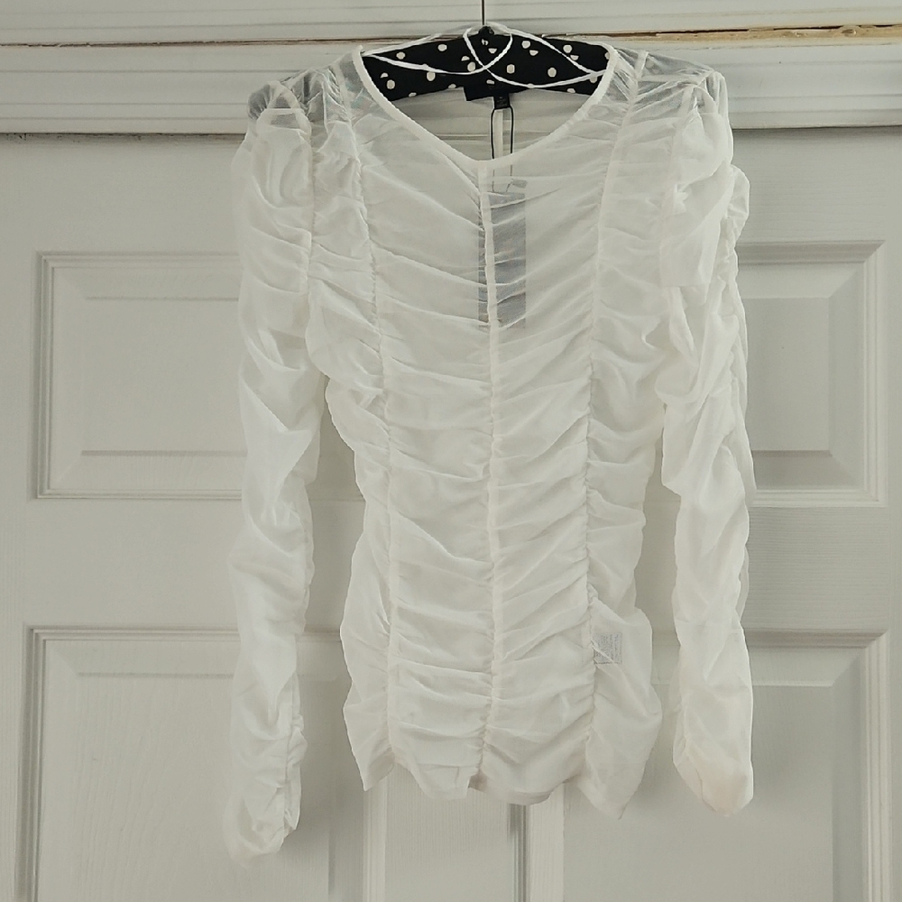 Elegant White Ruched Women's Top